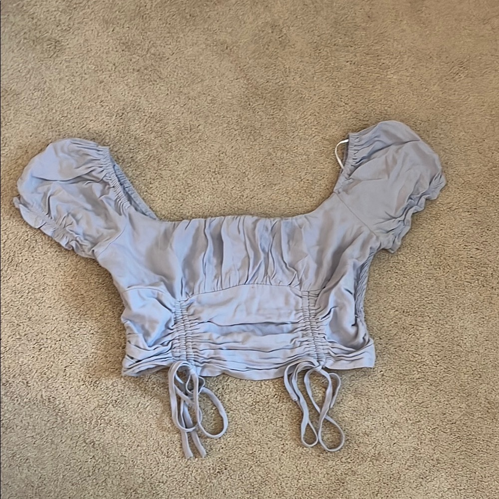 Elegant Light Blue Ruched Women's Top